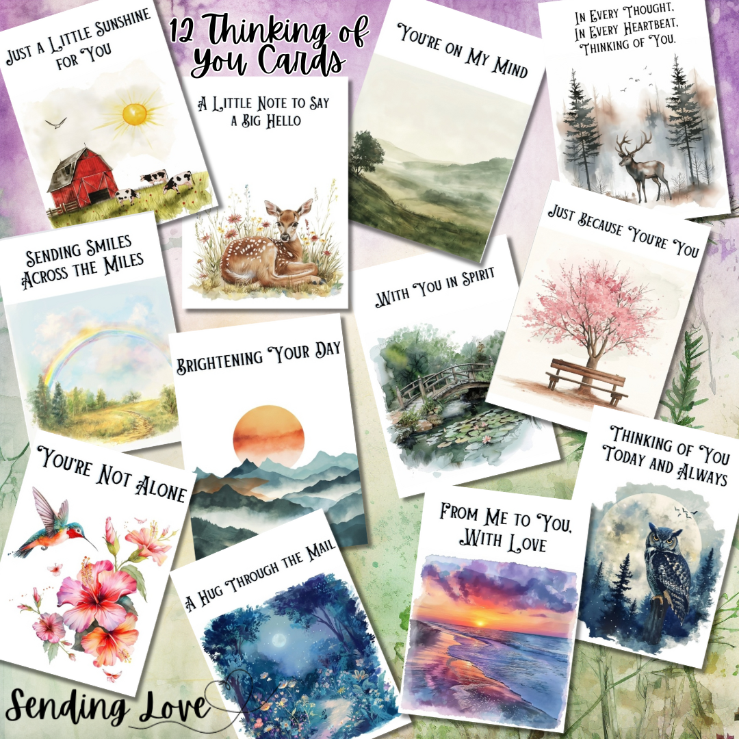 Sending Love Grief Support Monthly Card Service General Thinking Of You Cards Pet Loss - One Payment For 12 Cards