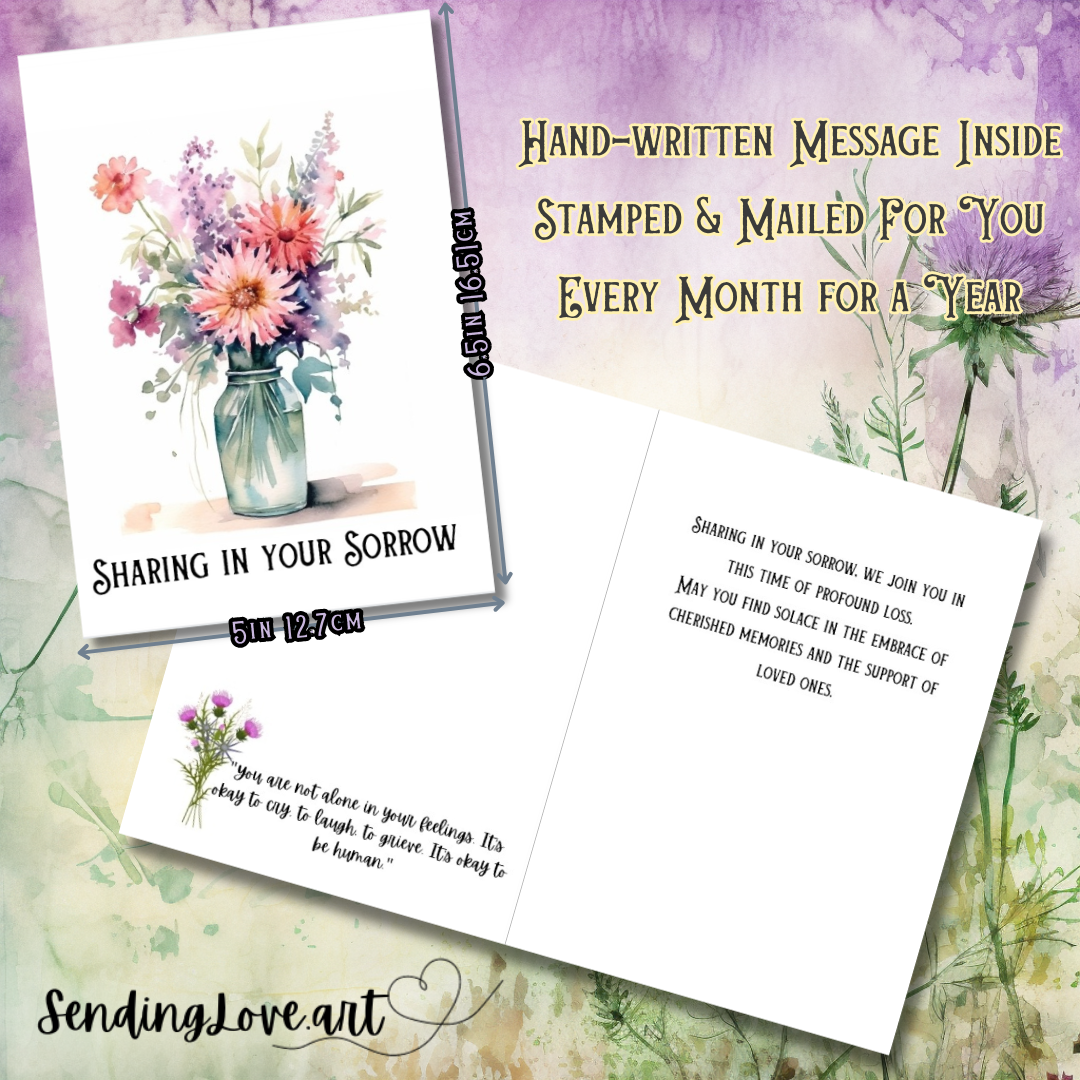 Sending Love Grief Support Monthly Card Service General Thinking Of You Cards Pet Loss - One Payment For 12 Cards