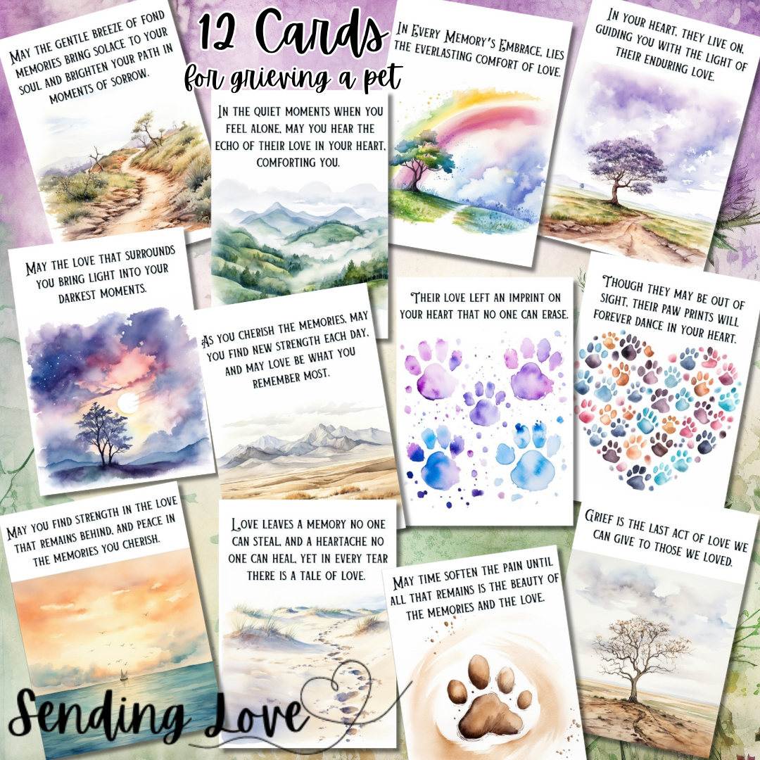 Sending Love Grief Support Monthly Card Service General Thinking Of You Cards Pet Loss - One Payment For 12 Cards