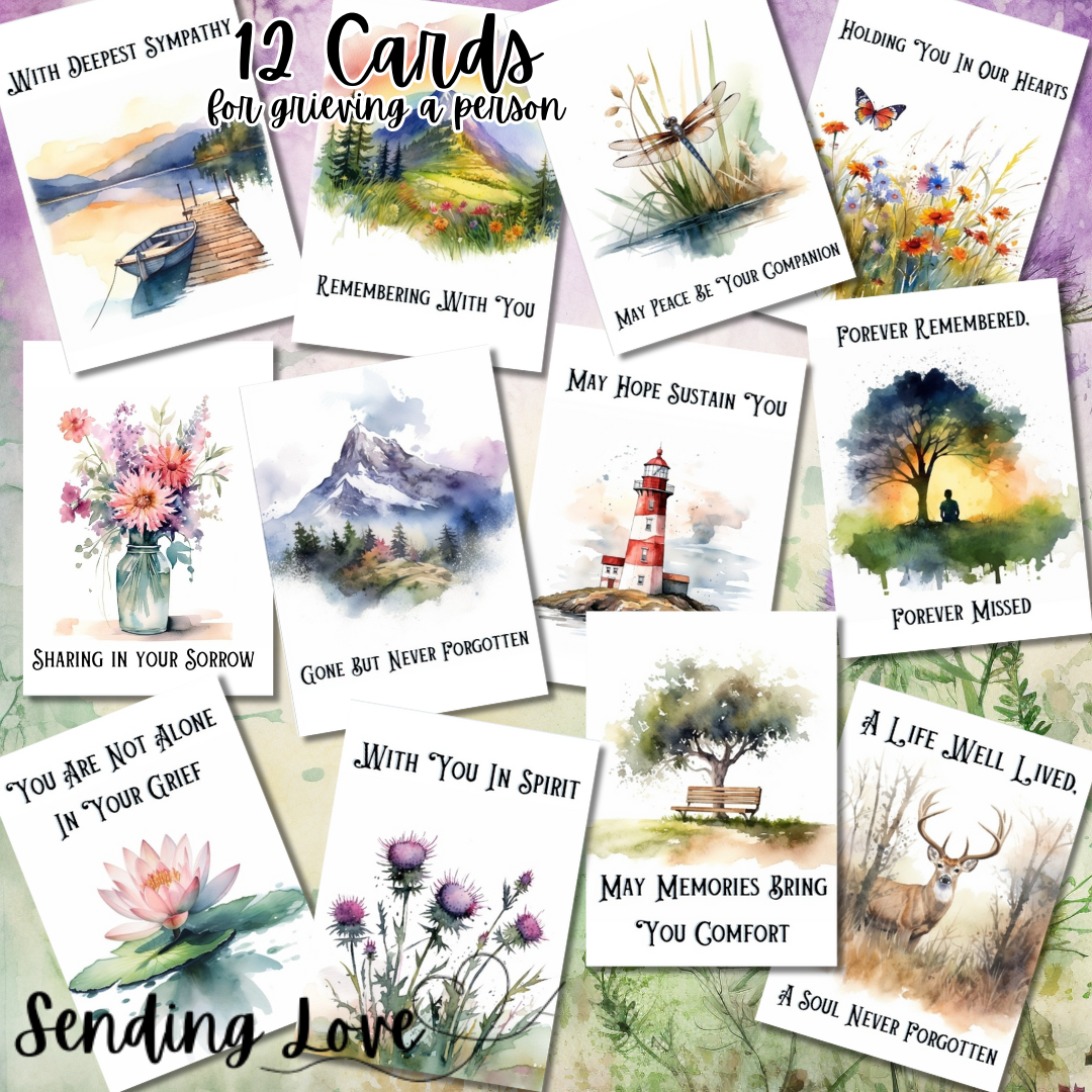 Sending Love Grief Support Monthly Card Service General Thinking Of You Cards Pet Loss - One Payment For 12 Cards